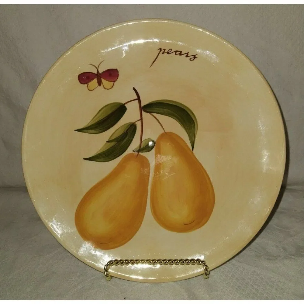 Pier 1 Provence Apples & Pears Salad Hors d'Oeuvres Snack Plates Set of 2 7 3/4